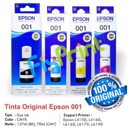 Tinta Refill Epson Original Ori 001 Yellow 70ml C13T03Y400, Tinta Refill Printer Epson L4150 L4160 L4260 L6160 L6260 L6170 L6270 L6190 L6290 L4266 L14150