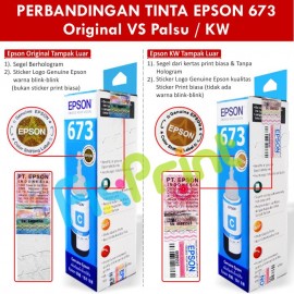 Tinta Refill Epson Original Ori 673 t6732 Cyan 70ml, Tinta Refill Printer Epson L800 L805 L810 L850 L1800